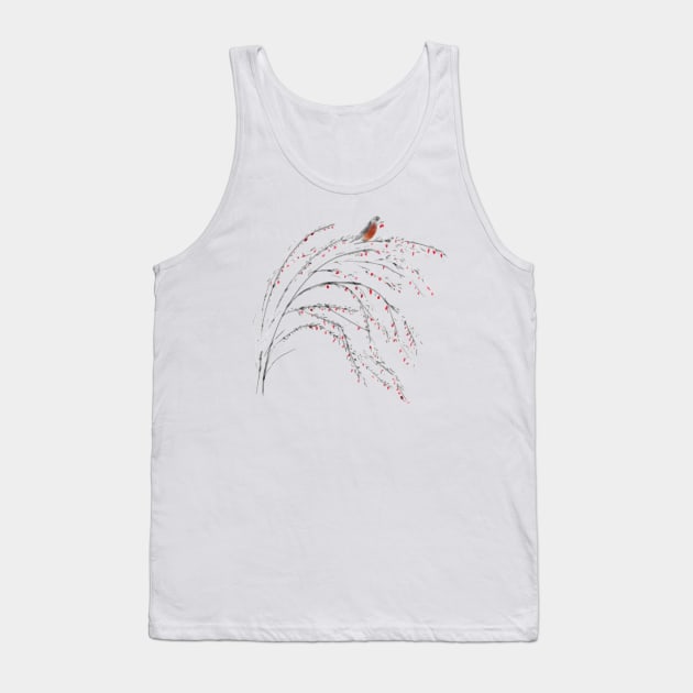 Robin on a goji bush Tank Top by Ferith12